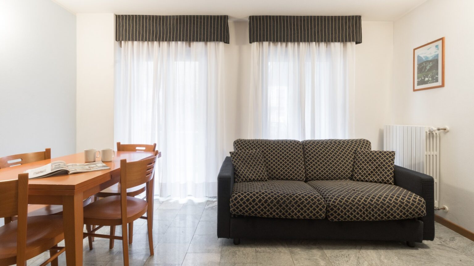 zona giorno del trilocale in affitto in Valmalenco